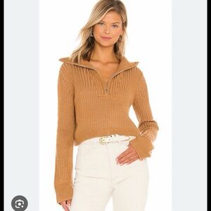 Tularosa Camel Ribbed Half-Zip Sweater